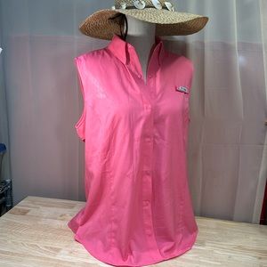 Columbia Pink Sleeveless Collared Top size LG.